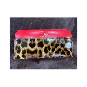 Rare Christian Louboutin Red and Leopard Print Clutch
